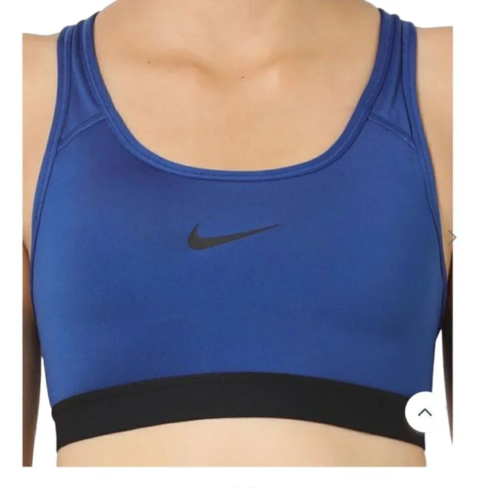 NIKE Pro Racerback Sports Bra with Brand Logo, Royal Blue, Small